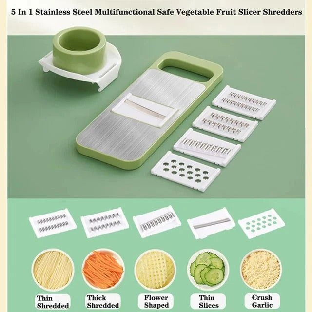 5-in-1 Multifunctional Stainless Steel Vegetable Slicer with Hand Guard